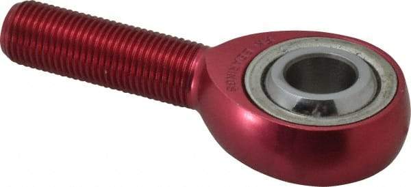 Made in USA - 1/2" ID, 1-5/16" Max OD, 7,698 Lb Max Static Cap, Plain Male Spherical Rod End - 1/2-20 RH, Aluminum Housing with Steel Raceway - Best Tool & Supply