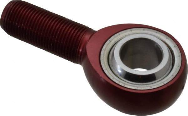 Made in USA - 3/4" ID, 1-3/4" Max OD, 13,319 Lb Max Static Cap, Plain Male Spherical Rod End - 3/4-16 RH, Alloy Steel with Steel Raceway - Best Tool & Supply