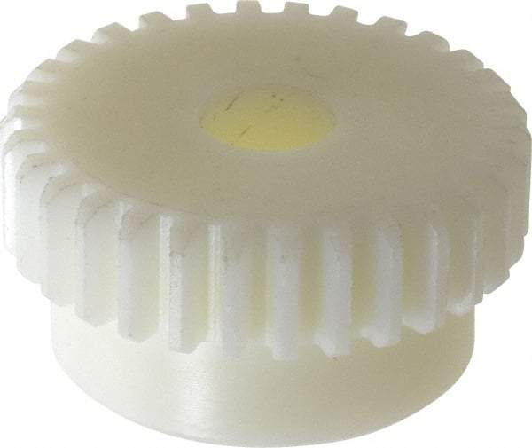 Poly Hi Solidur - 16 Pitch, 1-7/8" Pitch Diam, 30 Tooth Spur Gear - 1/2" Face Width, 1/2" Bore Diam, 1-5/8" Hub Diam, Nylon - Best Tool & Supply