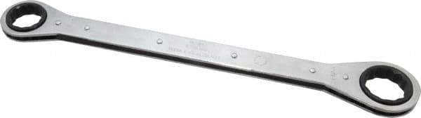 Lang - 1-1/16" x 1-1/4" 12 Point Ratcheting Box Wrench - Double End, 15" OAL, Steel, Nickel Chrome Finish - Best Tool & Supply