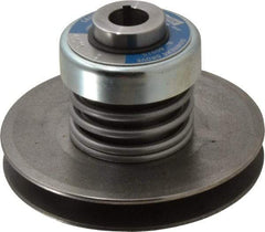 Lovejoy - 2.69" Min Pitch, 4.13" Long, 5.65" Max Diam, Spring Loaded Variable Speed Pulley - 6" Outside Diam, 7/8" Inside Diam, 1 Hp at 1750 RPM, 3/4 Hp at 1150 RPM - Best Tool & Supply