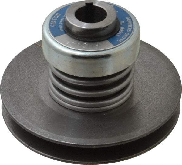 Lovejoy - 2.69" Min Pitch, 4.13" Long, 5.65" Max Diam, Spring Loaded Variable Speed Pulley - 6" Outside Diam, 1" Inside Diam, 1 Hp at 1750 RPM, 3/4 Hp at 1150 RPM - Best Tool & Supply