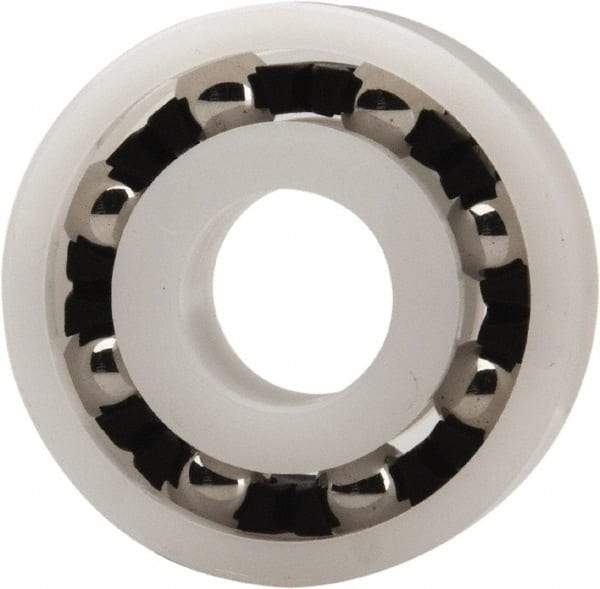 Made in USA - 8mm Bore Diam, 22mm OD, Open Plastic Race Radial Ball Bearing - 7mm Wide, 1 Row, Round Bore, 33 Lb Static Capacity, 42 Lb Dynamic Capacity - Best Tool & Supply