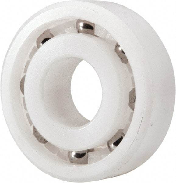 Made in USA - 10mm Bore Diam, 26mm OD, Open Plastic Race Radial Ball Bearing - 8mm Wide, 1 Row, Round Bore, 33 Lb Static Capacity, 42 Lb Dynamic Capacity - Best Tool & Supply