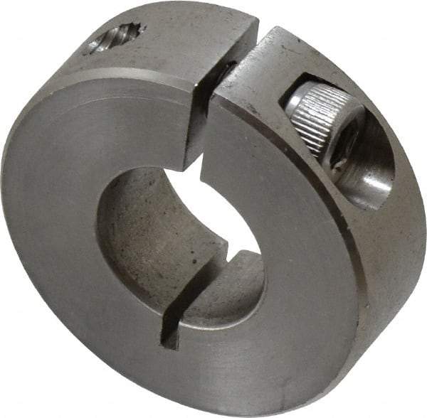 Climax Metal Products - 9/16" Bore, Stainless Steel, One Piece Clamp Collar - 1-5/16" Outside Diam, 7/16" Wide - Best Tool & Supply