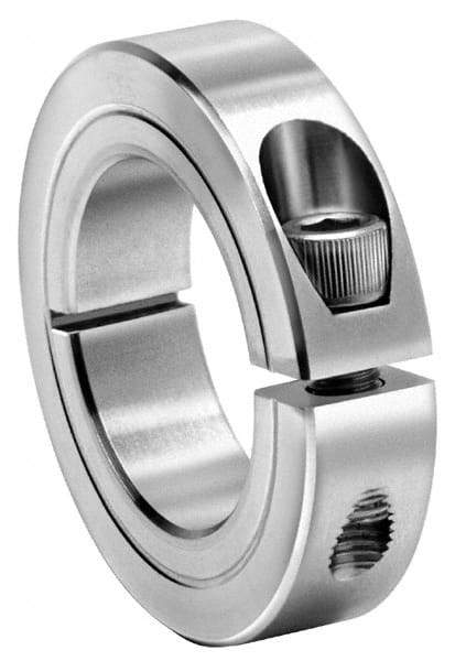 Climax Metal Products - 2-3/16" Bore, Stainless Steel, One Piece One Piece Split Shaft Collar - 3-1/4" Outside Diam, 3/4" Wide - Best Tool & Supply