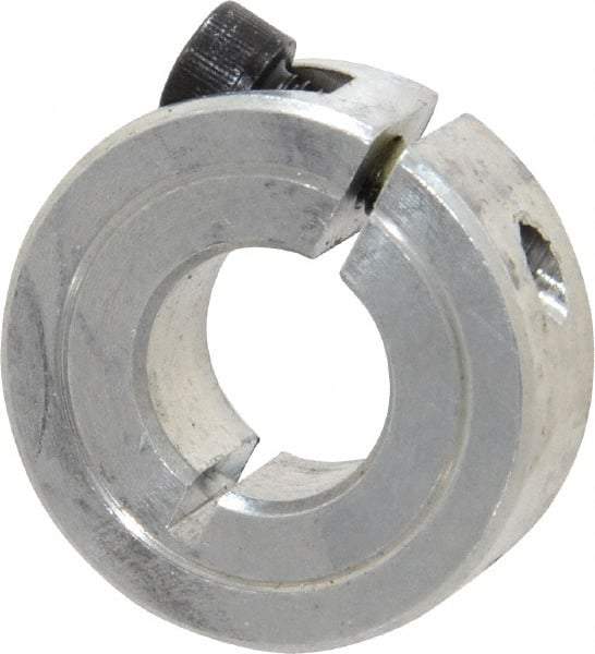 Climax Metal Products - 1/2" Bore, Aluminum, One Piece Clamp Collar - 1-1/8" Outside Diam, 13/32" Wide - Best Tool & Supply