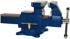 Yost Vises - 8" Jaw Width x 8-1/2" Jaw Opening Capacity, 4-3/4" (Regular) Throat Depth, Bench & Pipe Combination Vise - 1/8 to 4-1/2" Pipe Capacity, Swivel Base, Bolt Down Attachment, Ductile Iron - Best Tool & Supply