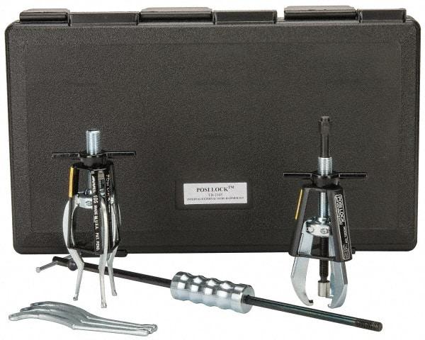 Posi Lock Puller - 5 Piece, 5 Ton Capacity, 1/2 to 5" Spread, Slide Hammer Set - 3 Jaws, 4" Reach - Best Tool & Supply