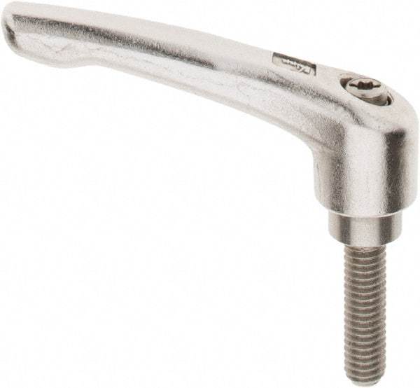 KIPP - 5/16-18, 17/32" Hub Diam, Stainless Steel Threaded Stud Adjustable Clamping Handle - 30mm Stud Length, 74.5mm OAL, 42.5mm High - Best Tool & Supply