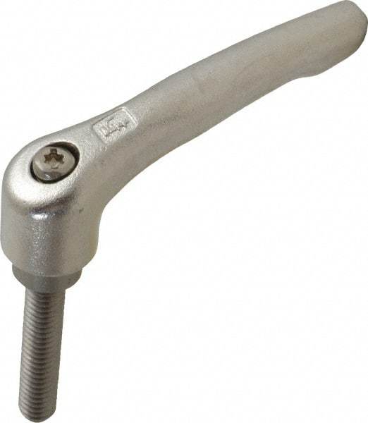 KIPP - 5/16-18, 17/32" Hub Diam, Stainless Steel Threaded Stud Adjustable Clamping Handle - 40mm Stud Length, 74.5mm OAL, 42.5mm High - Best Tool & Supply