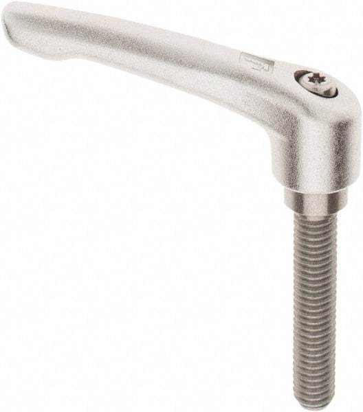 KIPP - 3/8-16, 17/32" Hub Diam, Stainless Steel Threaded Stud Adjustable Clamping Handle - 1-31/32" Stud Length, 74.5mm OAL, 42.5mm High - Best Tool & Supply