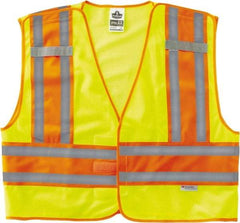 Ergodyne - Size 6X/7XL High Visibility Lime Mesh/Solid Public Safety Vest - 64 to 70" Chest, ANSI/ISEA 107, Hook & Loop Closure, 1 Pocket, Polyester - Best Tool & Supply