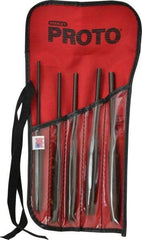 Proto - 5 Piece, 5/32 to 5/16", Pin Punch Set - Hex Shank, Steel, Comes in Tool Roll - Best Tool & Supply