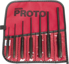 Proto - 7 Piece, 1/16 to 1/4", Pin Punch Set - Hex Shank, Steel, Comes in Tool Roll - Best Tool & Supply