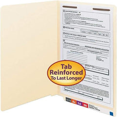 SMEAD - 15-1/4 x 9-1/2", Legal, Manila, File Folders with End Tab - 11 Point Stock, Straight Tab Cut Location - Best Tool & Supply