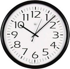 UNIVERSAL - 12 Inch Diameter, White Face, Dial Wall Clock - Analog Display, Black Case, Runs on AA Battery - Best Tool & Supply