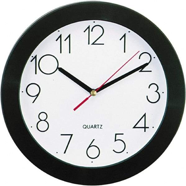 UNIVERSAL - 7-3/4 Inch Diameter, White Face, Dial Wall Clock - Analog Display, Black Case, Runs on AA Battery - Best Tool & Supply