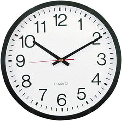 UNIVERSAL - 11-1/2 Inch Diameter, White Face, Dial Wall Clock - Analog Display, Black Case, Runs on AA Battery - Best Tool & Supply