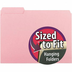 SMEAD - 11-5/8 x 9-3/16", Letter Size, Pink, File Folders with Top Tab - 11 Point Stock, 1/3 Tab Cut Location - Best Tool & Supply