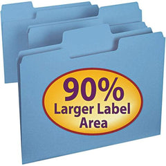 SMEAD - 11-5/8 x 9-1/2", Letter Size, Blue, File Folders with Top Tab - 11 Point Stock, Assorted Tab Cut Location - Best Tool & Supply