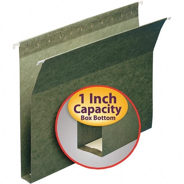 SMEAD - 12-1/4 x 9-1/2", Letter Size, Standard Green, Hanging File Folders with Box Bottom - 11 Point Stock - Best Tool & Supply