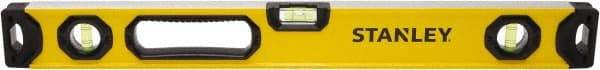 Stanley - 24" Long 3 Vial Box Beam Level - Aluminum, Yellow, 1 Level & 2 Plumb Vials - Best Tool & Supply