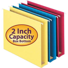 SMEAD - 12-1/4 x 9-1/2", Letter Size, Assorted Colors, Hanging File Folders with Box Bottom - 11 Point Stock, 1/5 Tab Cut Location - Best Tool & Supply