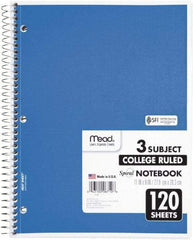 Mead - 120 Sheet, 8-1/2 x 11", College Ruled Spiral Bound Notebook - Assorted Colors - Best Tool & Supply