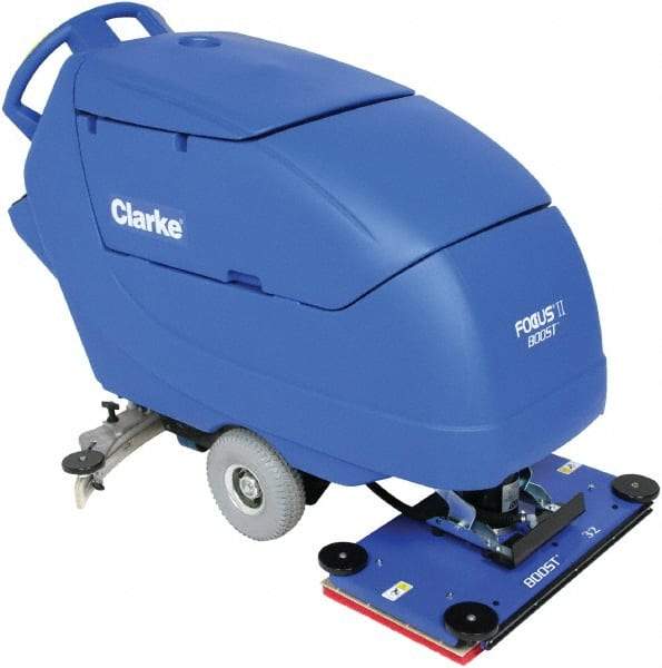 Clarke - 32" Cleaning Width, Battery Powered Floor Scrubber - 0.75 hp, 2,250 RPM, 23 Gal Tank Capacity - Best Tool & Supply