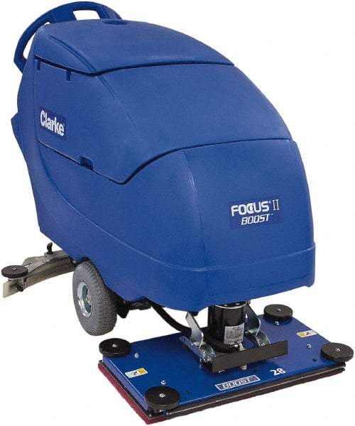 Clarke - 28" Cleaning Width, Battery Powered Floor Scrubber - 0.75 hp, 2,250 RPM, 23 Gal Tank Capacity - Best Tool & Supply