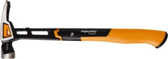 Fiskars - 20 oz Head, Straight Nail Hammer - 15-1/2" OAL, Forged Steel Head, 1-1/4" Face Diam, Smooth Face - Best Tool & Supply