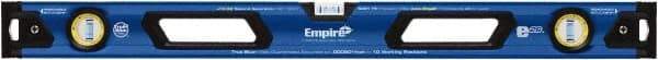 Empire Level - 32" Long 3 Vial Box Beam Level - Metal, Blue, 1 Level & 2 Plumb Vials - Best Tool & Supply