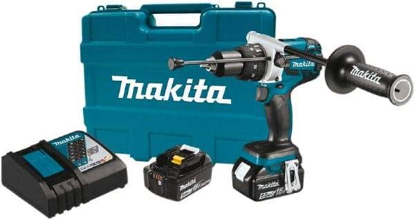 Makita - 18 Volt 1/2" Chuck Pistol Grip Handle Cordless Drill - 0-2100 RPM, Reversible, 2 Lithium-Ion Batteries Included - Best Tool & Supply