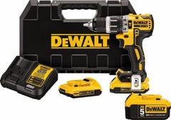 DeWALT - 20 Volt 1/2" Metal Single Sleeve w Carbide Jaws Ratcheting Chuck Chuck Cordless Hammer Drill - 0 to 34,000 BPM, 0 to 500 & 0 to 2,000 RPM, Reversible, Mid-Handle - Best Tool & Supply