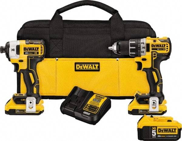 DeWALT - 20 Volt Cordless Tool Combination Kit - Includes Brushless Compact Drill/Driver & Impact Driver, Lithium-Ion Battery Included - Best Tool & Supply