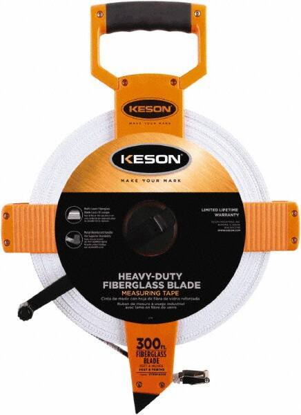 Keson - 300' x 1/2" Tape Measure - 1/8, 1/10 & 1/100" Graduation - Best Tool & Supply