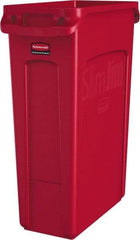 Rubbermaid - 23 Gal Red Rectangle Trash Can - Polyethylene, None Graphic, 30" High x 22" Long x 11" Wide, Lid Not Included - Best Tool & Supply