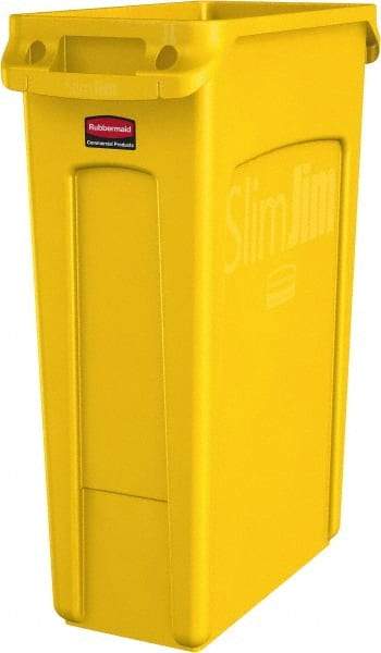 Rubbermaid - 23 Gal Yellow Rectangle Trash Can - Polyethylene, None Graphic, 30" High x 22" Long x 11" Wide, Lid Not Included - Best Tool & Supply