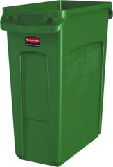 Rubbermaid - 16 Gal Green Rectangle Trash Can - Polyethylene, None Graphic, 25" High x 22" Long x 11" Wide, Lid Not Included - Best Tool & Supply