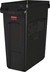 Rubbermaid - 16 Gal Black Rectangle Trash Can - Polyethylene, None Graphic, 25" High x 22" Long x 11" Wide, Lid Not Included - Best Tool & Supply