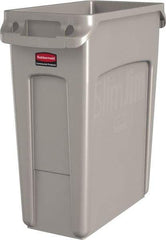 Rubbermaid - 16 Gal Beige Rectangle Trash Can - Polyethylene, None Graphic, 25" High x 22" Long x 11" Wide, Lid Not Included - Best Tool & Supply