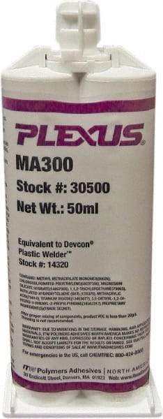 Plexus - 50 mL Cartridge Two Part Adhesive - 3 to 6 min Working Time, 60°F - Best Tool & Supply