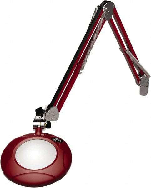 O.C. White - 43 Inch, Spring Suspension, Clamp on, LED, Blaze Red, Magnifying Task Light - 8 Watt, 7.5 and 15 Volt, 2x Magnification, 5 Inch Long - Best Tool & Supply