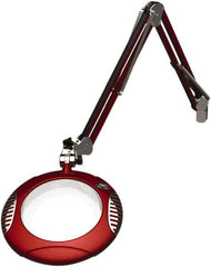 O.C. White - 43 Inch, Spring Suspension, Clamp on, LED, Blaze Red, Magnifying Task Light - 8 Watt, 7.5 and 15 Volt, 2x Magnification, 5-1/4 Inch Wide, 7-1/2 Inch Long - Best Tool & Supply