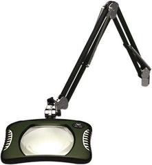 O.C. White - 43 Inch, Spring Suspension, Clamp on, LED, Racing Green, Magnifying Task Light - 8 Watt, 7.5 and 15 Volt, 2x Magnification, 5-1/4 Inch Wide, 7 Inch Long - Best Tool & Supply