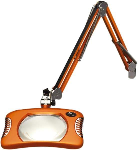 O.C. White - 43 Inch, Spring Suspension, Clamp on, LED, Brilliant Orange, Magnifying Task Light - 8 Watt, 7.5 and 15 Volt, 2x Magnification, 5-1/4 Inch Wide, 7 Inch Long - Best Tool & Supply