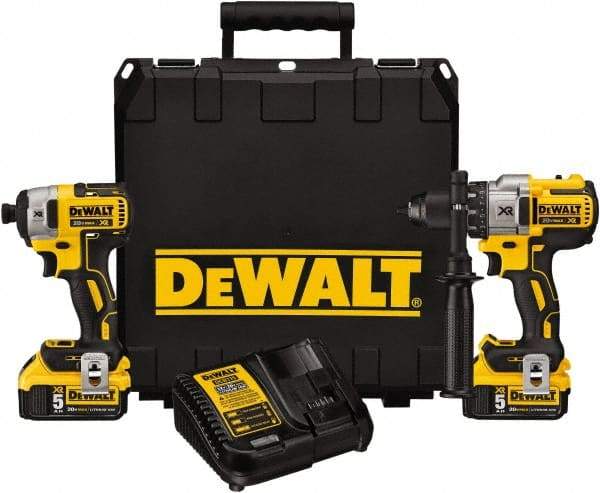 DeWALT - 20 Volt Cordless Tool Combination Kit - Includes 1/2" Brushless Hammerdrill & 1/4" Brushless Compact Impact Driver, Lithium-Ion Battery Included - Best Tool & Supply