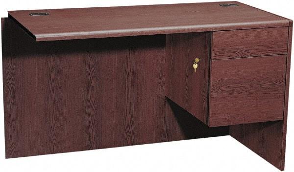 Hon - High Pressure Laminate Right Pedestal Desk - 48" Wide x 24" Deep x 29-1/2" High, Mahogany - Best Tool & Supply