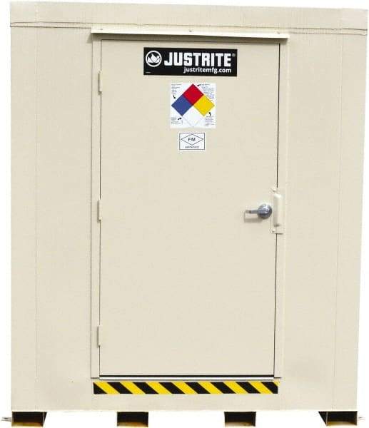 Justrite - 4 Drum, 71 Gal Sump Capacity, Locker - 6' Long x 5-1/2' Wide x 6.25' High, Galvanized Steel - Best Tool & Supply